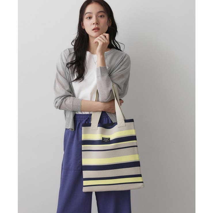 ライトベージュ(351) | 【マシンウォッシャブル・A4収納可】ランダムボーダーニットBAG | Dessin