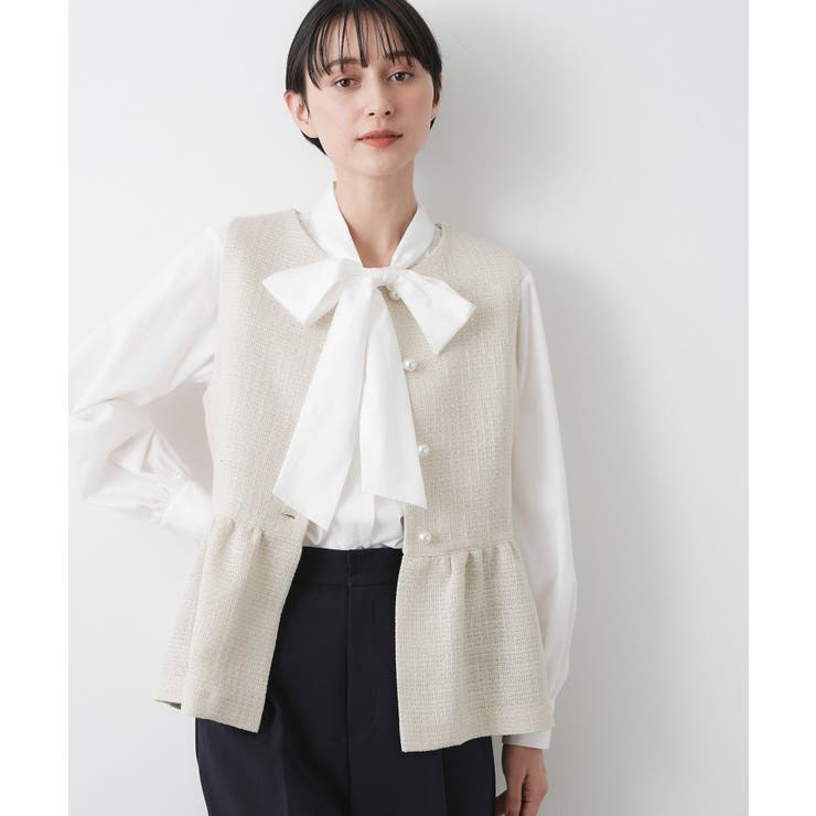 アイボリー(004) | 【入卒/セレモニー】パール調ボタンベスト | Dessin