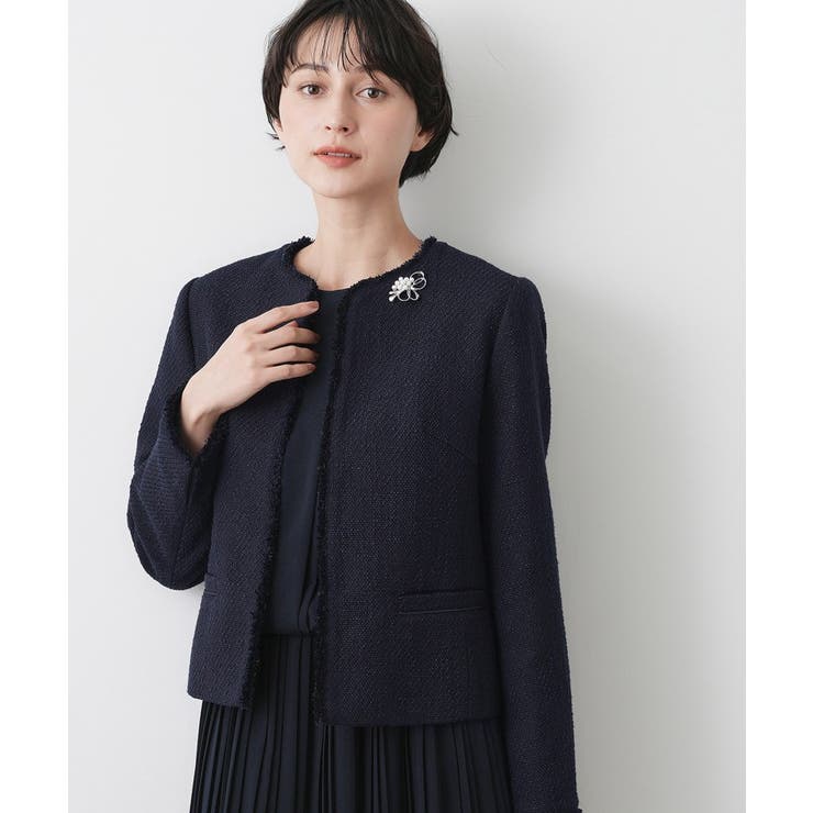 【入卒/セレモニー】ツイードクルーネックジャケット | Dessin | 詳細画像1 