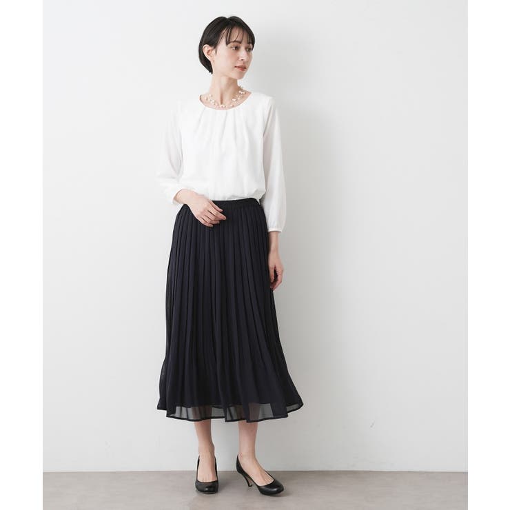 【入卒/セレモニー/ウエストゴム/洗える】シフォンプリーツスカート | Dessin | 詳細画像7 