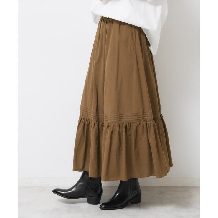 ブラウン(043) | 【ウエストゴム/洗える】コットンフレアスカート | Dessin