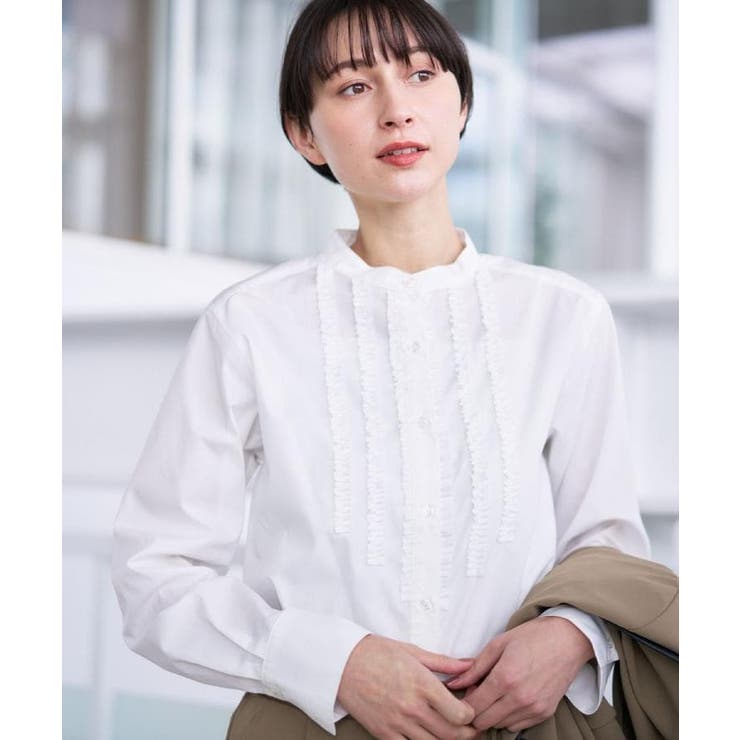 【入卒/セレモニー/洗える】フロントフリルネックブラウス | Dessin | 詳細画像1 