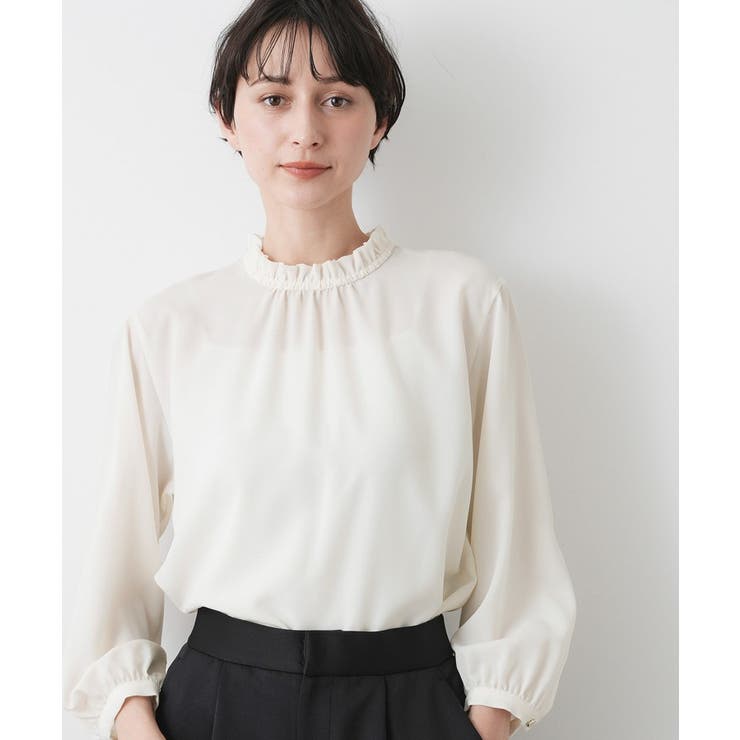 【入卒/セレモニー/洗える】フリルネックジョーゼットブラウス | Dessin | 詳細画像10 