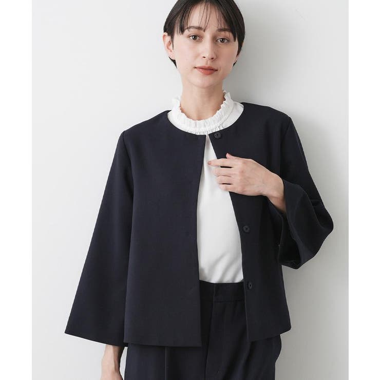 【入卒/セレモニー/洗える】フリルネックジョーゼットブラウス | Dessin | 詳細画像4 