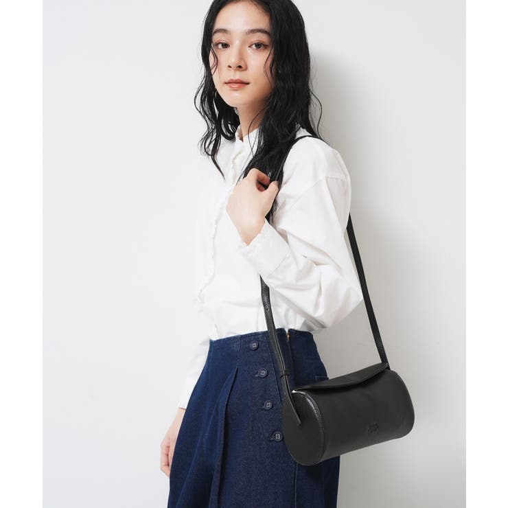 ブラック(019) | 【軽量】本革バレル型ショルダーバッグ | Dessin