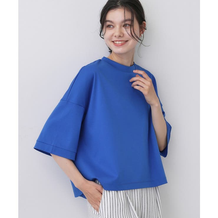 ブルー(092) | 【体型カバー】美光沢カットソーボクシーシルエット | Dessin