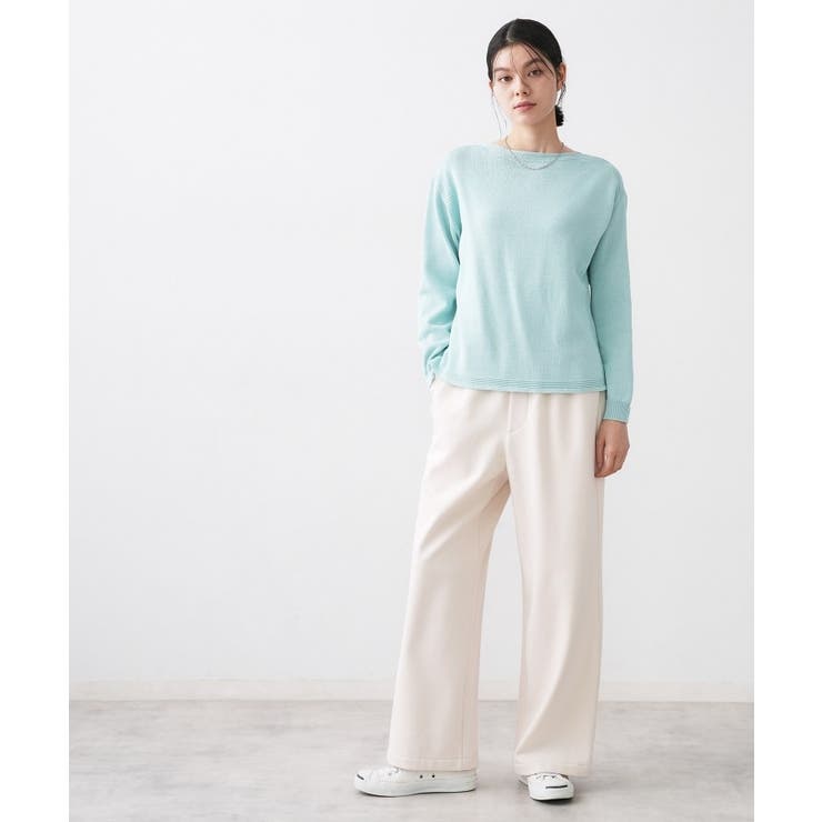 【洗える】ミドルゲージボートネックカラーニット | Dessin | 詳細画像12 