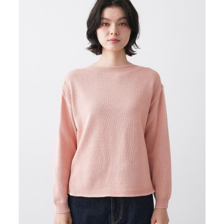 【洗える】ミドルゲージボートネックカラーニット | Dessin | 詳細画像18 