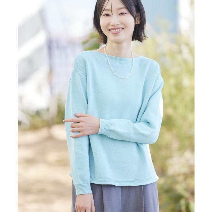 【洗える】ミドルゲージボートネックカラーニット | Dessin | 詳細画像6 