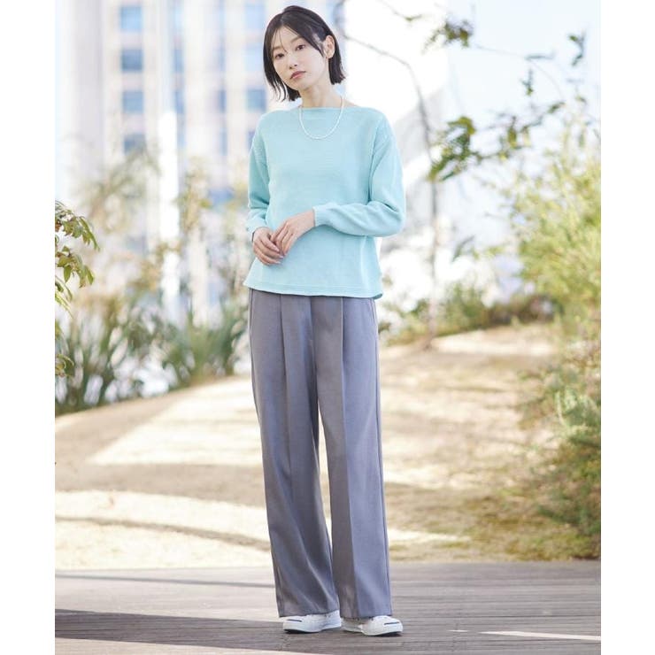 【洗える】ミドルゲージボートネックカラーニット | Dessin | 詳細画像8 