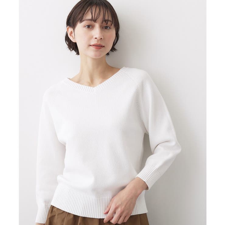 【洗える】コットンVネックニット | Dessin | 詳細画像1 
