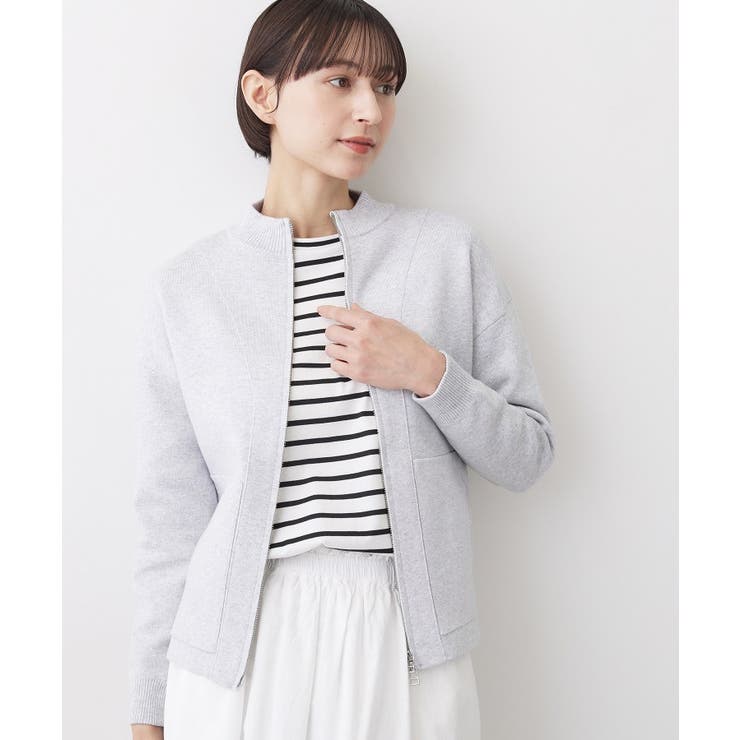 【洗える】ニットジップブルゾン | Dessin | 詳細画像1 