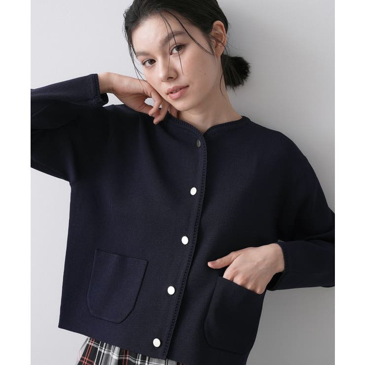 ネイビー(094) | 【UVカット/洗える】ジャケットライクニットカーディガン | Dessin