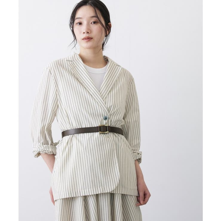 【セットアップ可/洗える】ストライプシャツジャケット | Dessin | 詳細画像5 