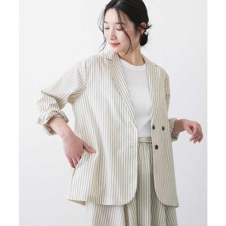 【セットアップ可/洗える】ストライプシャツジャケット | Dessin | 詳細画像6 