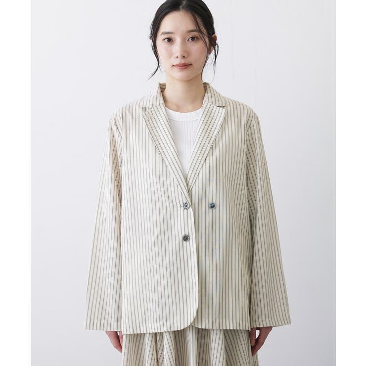 【セットアップ可/洗える】ストライプシャツジャケット | Dessin | 詳細画像9 