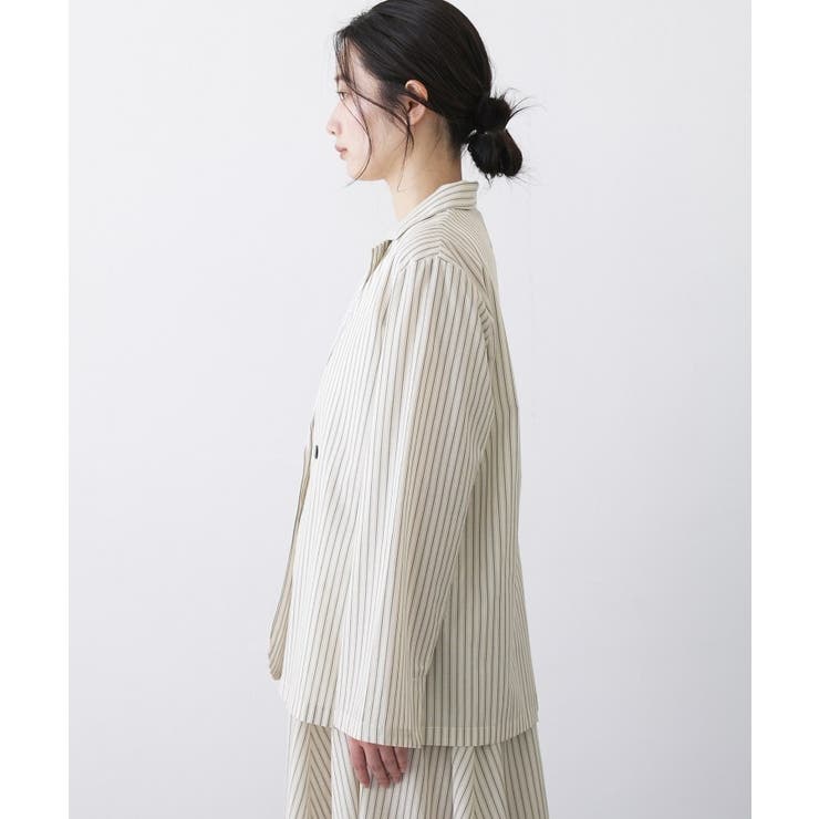 【セットアップ可/洗える】ストライプシャツジャケット | Dessin | 詳細画像10 