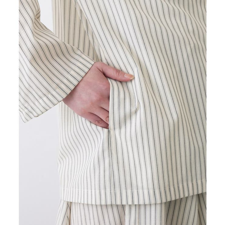 【セットアップ可/洗える】ストライプシャツジャケット | Dessin | 詳細画像15 