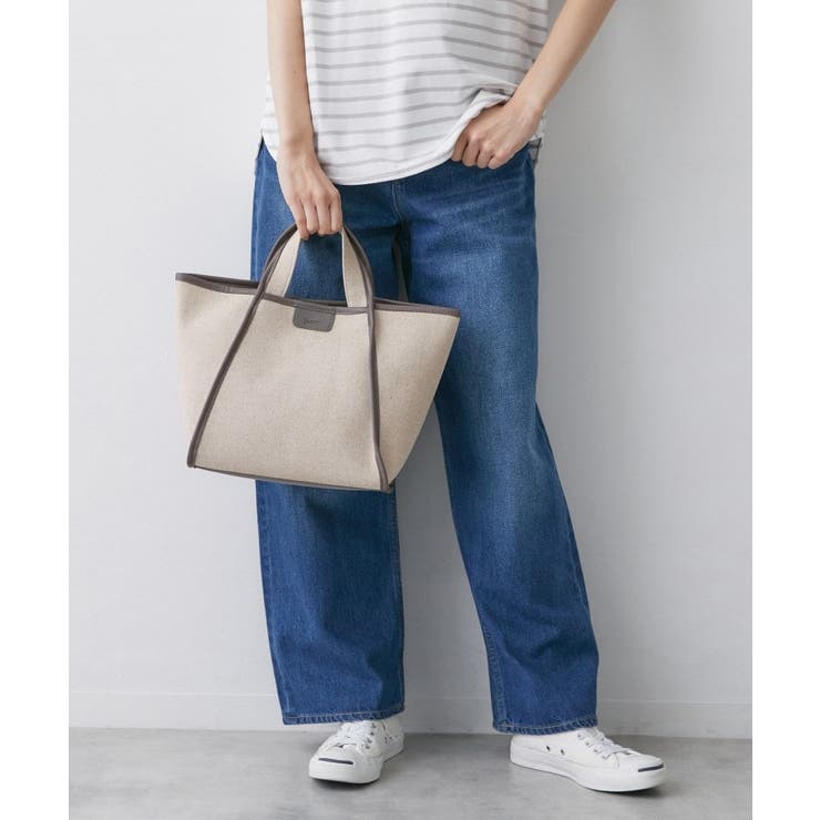 【軽量】コットンリネンパイピングバッグ | Dessin | 詳細画像1 