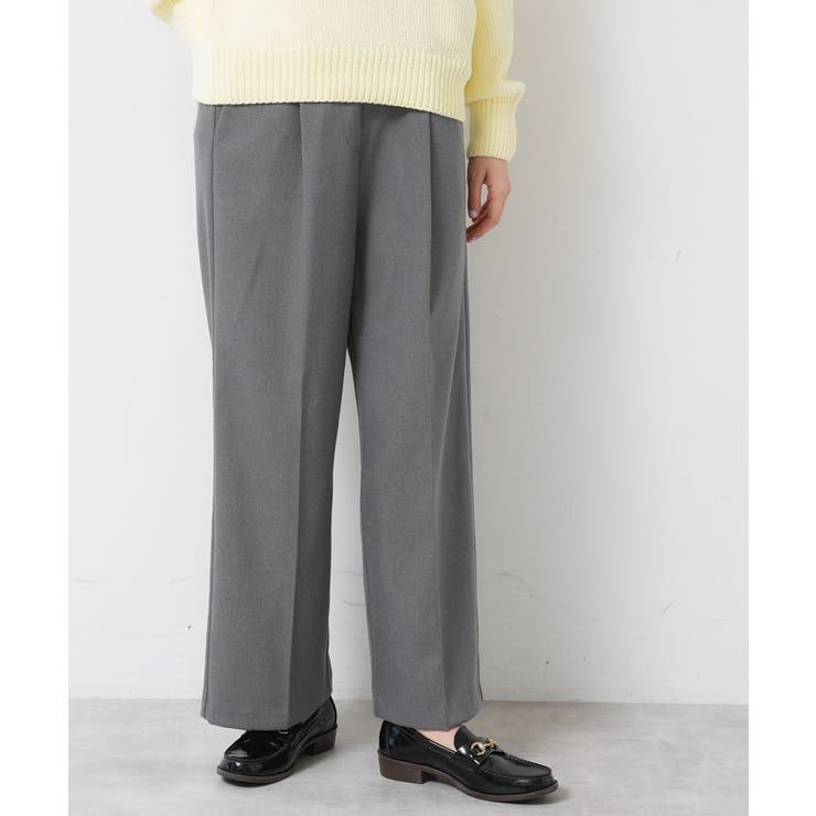 グレー(012) | 【洗える】裏起毛セミワイドツイルパンツ | Dessin