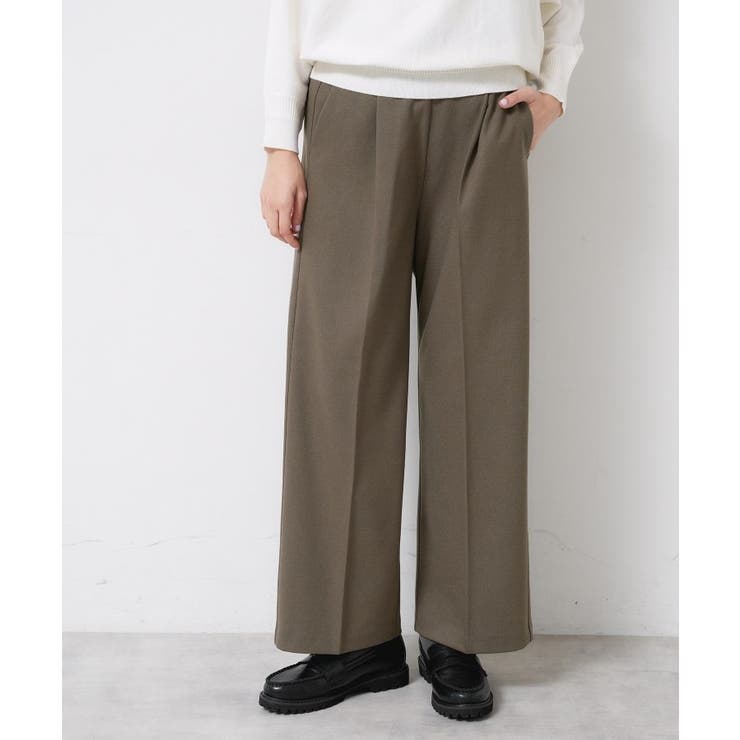 モカブラウン(042) | 【洗える】裏起毛セミワイドツイルパンツ | Dessin