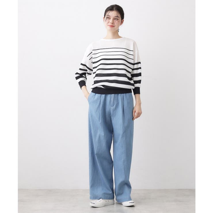 【洗える】綿麻ドロストライトデニムパンツ | Dessin | 詳細画像2 
