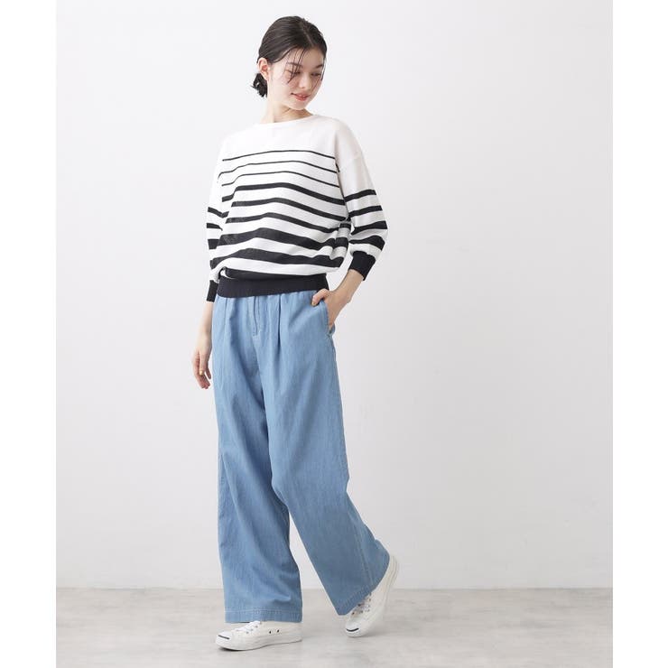 【洗える】綿麻ドロストライトデニムパンツ | Dessin | 詳細画像3 