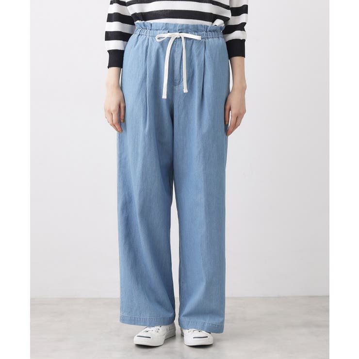 【洗える】綿麻ドロストライトデニムパンツ | Dessin | 詳細画像9 