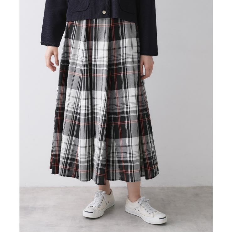 レッド(261) | 【ウエストゴム/洗える】映えチェック柄スカート | Dessin