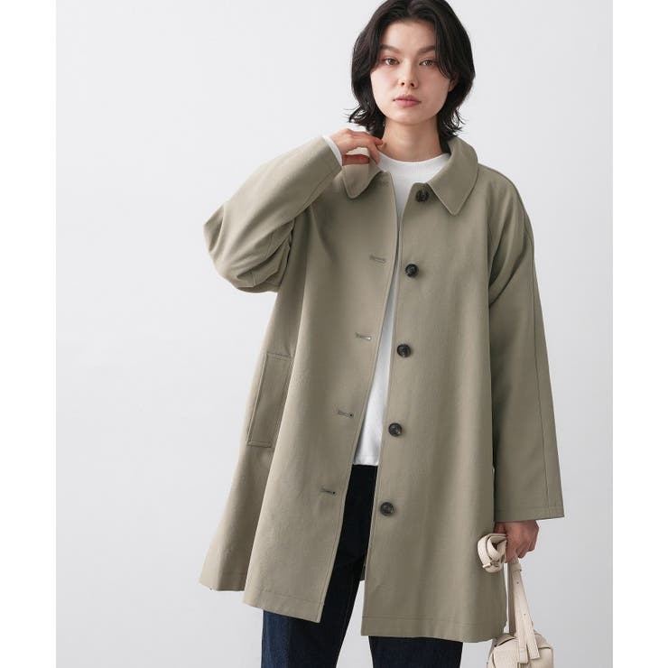 オリーブグリーン(026) | 【花粉ガード/撥水加工/洗える】ステンカラースプリングコート | Dessin