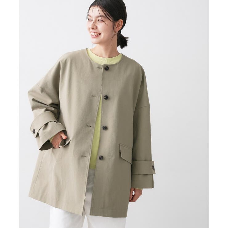 【花粉ガード/撥水加工/洗える】クルーネックスプリングコート | Dessin | 詳細画像1 