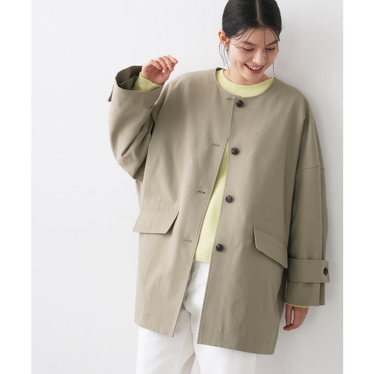 【花粉ガード/撥水加工/洗える】クルーネックスプリングコート | Dessin | 詳細画像2 