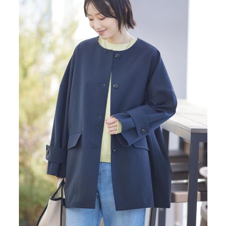 【花粉ガード/撥水加工/洗える】クルーネックスプリングコート | Dessin | 詳細画像10 