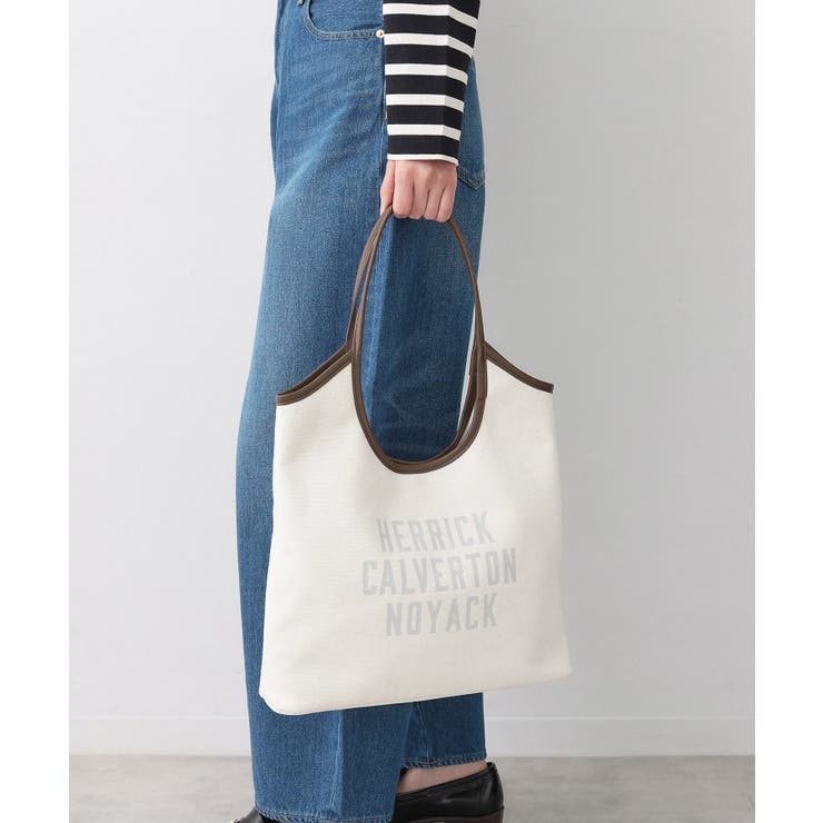アイボリー(504) | 【軽量】ロゴプリントデニム×帆布トートバッグ | Dessin