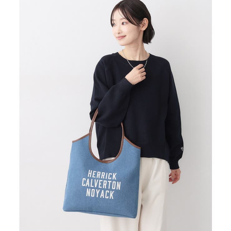 ブルー(592) | 【軽量】ロゴプリントデニム×帆布トートバッグ | Dessin