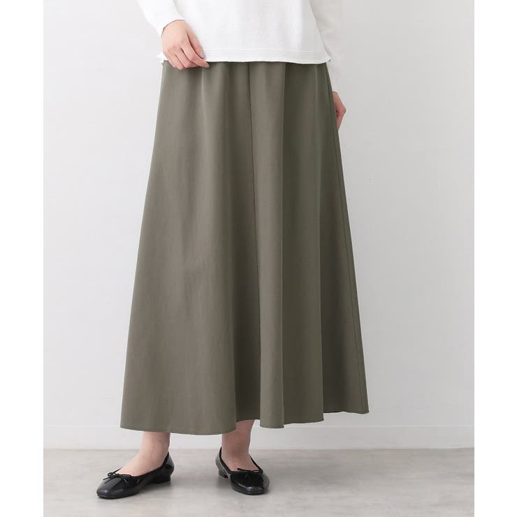 チャコールグレー(014) | 【ウエストゴム/洗える】フィブリルソフトAラインスカート | Dessin