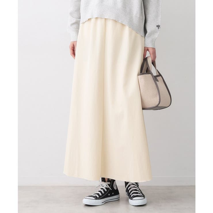 グレージュ(050) | 【ウエストゴム/洗える】フィブリルソフトAラインスカート | Dessin