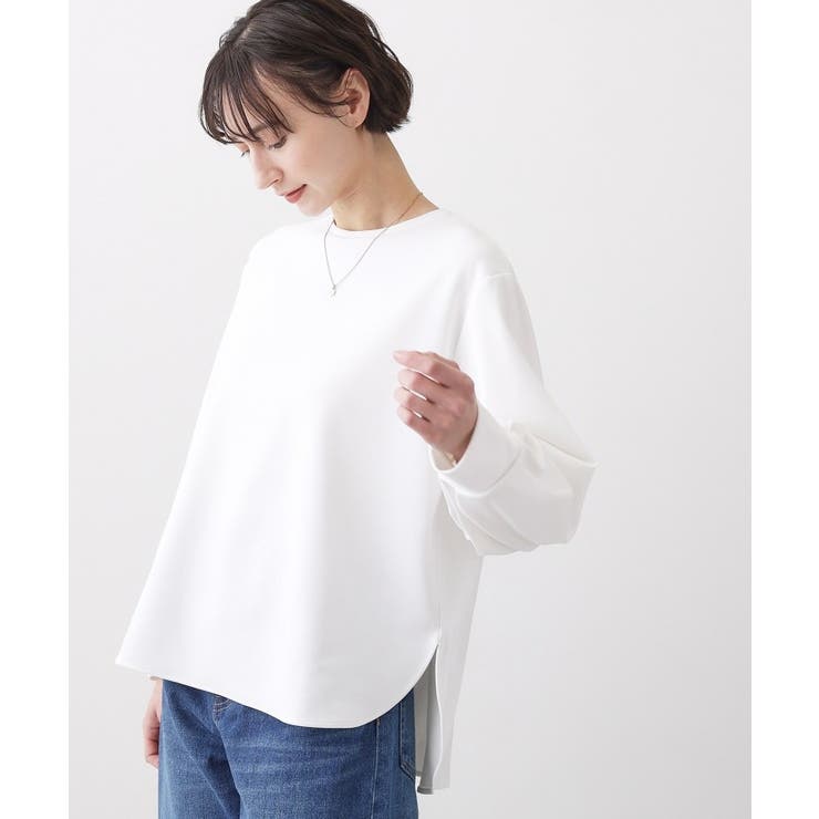 ホワイト(002) | 【体型カバー/レイヤード/洗える】ジョーゼットプルオーバーブラウス | Dessin