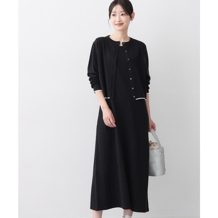 【2点セット・洗える】ニットカーディガン×ノースリーブワンピース | Dessin | 詳細画像1 