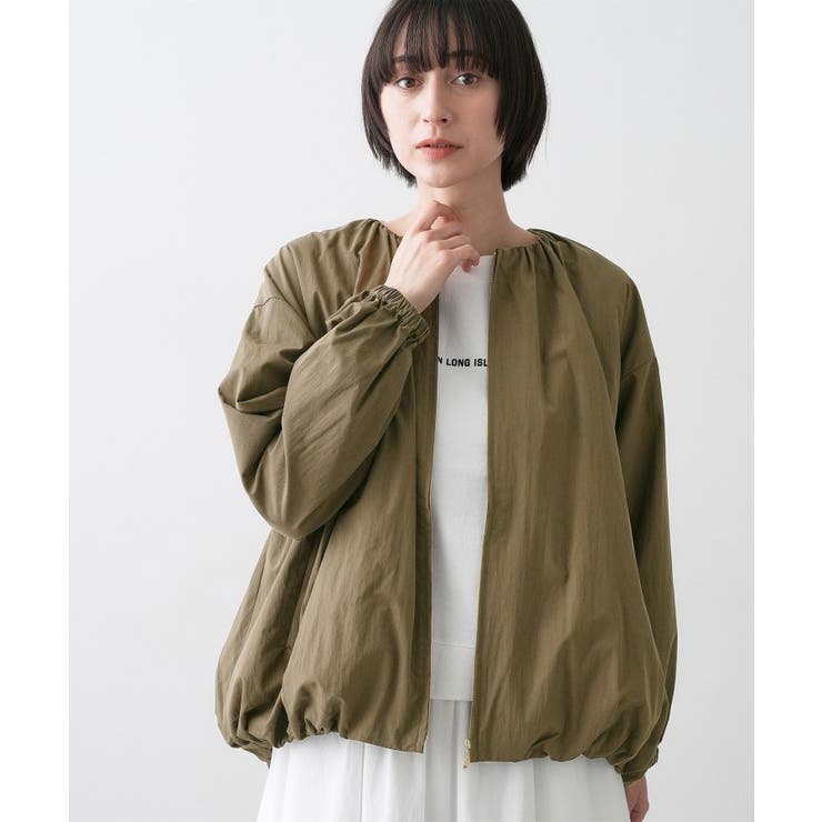 ブラウン(044) | 【洗える】コットンナイロンバルーンヘムブルゾン | Dessin
