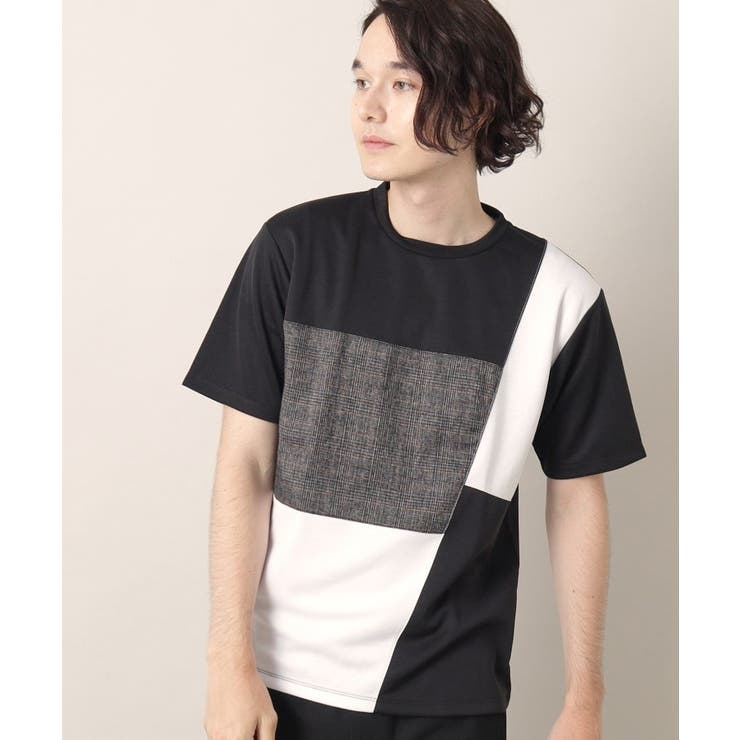 ツイード切替ブロックTシャツ | Dessin | 詳細画像5