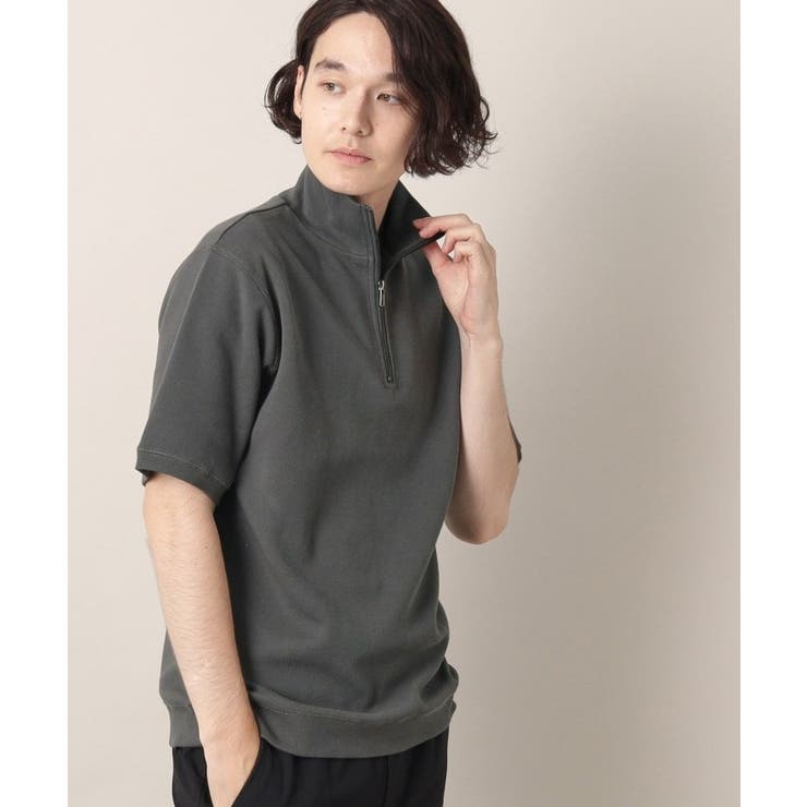 チャコールグレー(014) | ハーフジップカットソー | Dessin