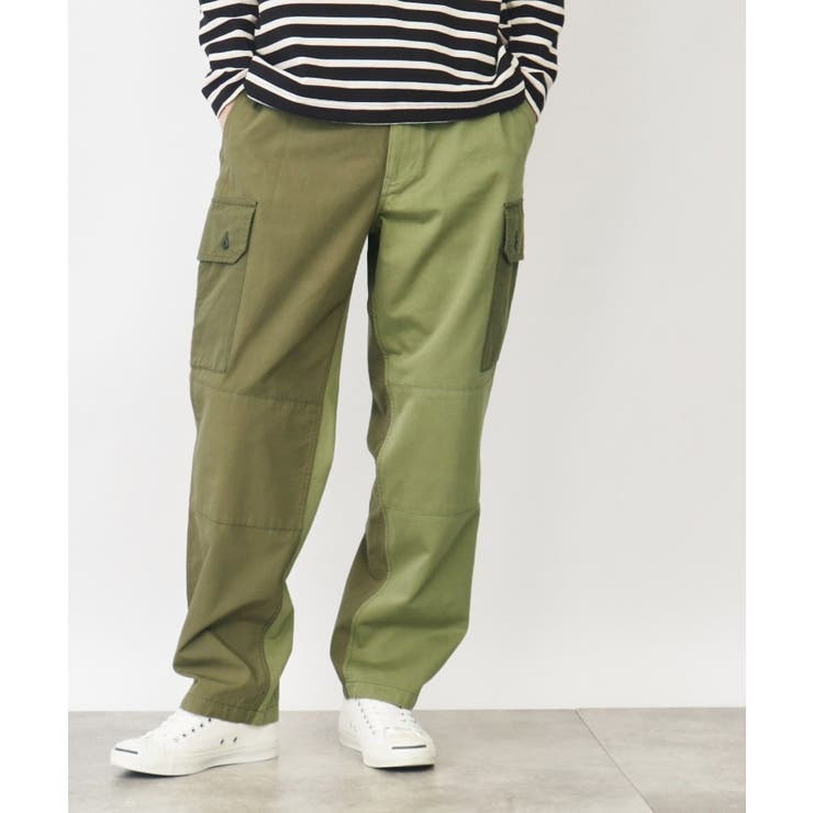 カーキ(027) | バイカラーカーゴパンツ | Dessin