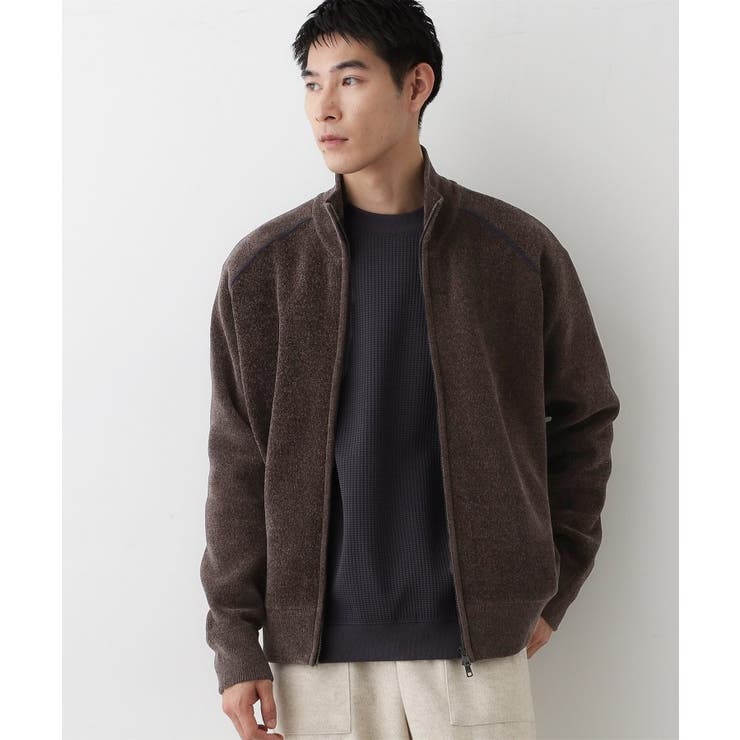 ブラウン(044) | 【洗える】モールジップカーディガン | Dessin