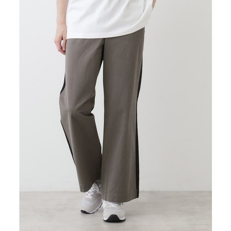 チャコールグレー(014) | 【洗える】コットンツイルサイドライン入りパンツ | Dessin