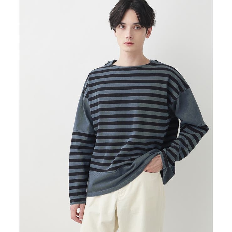 ネイビー(394) | ピグメントボーダー天竺 | Dessin