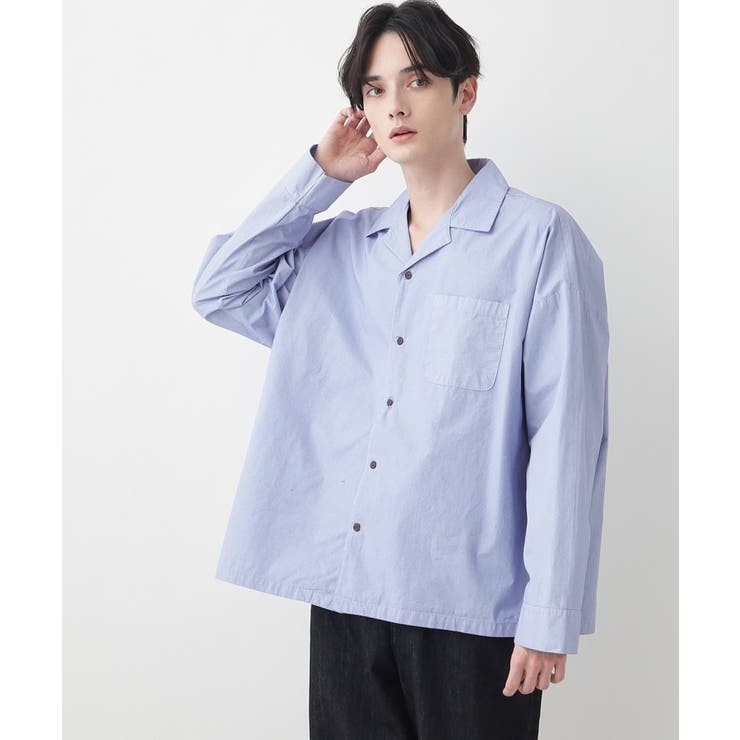 ブルー(092) | 【洗える】ピグメントコットンシャツ | Dessin