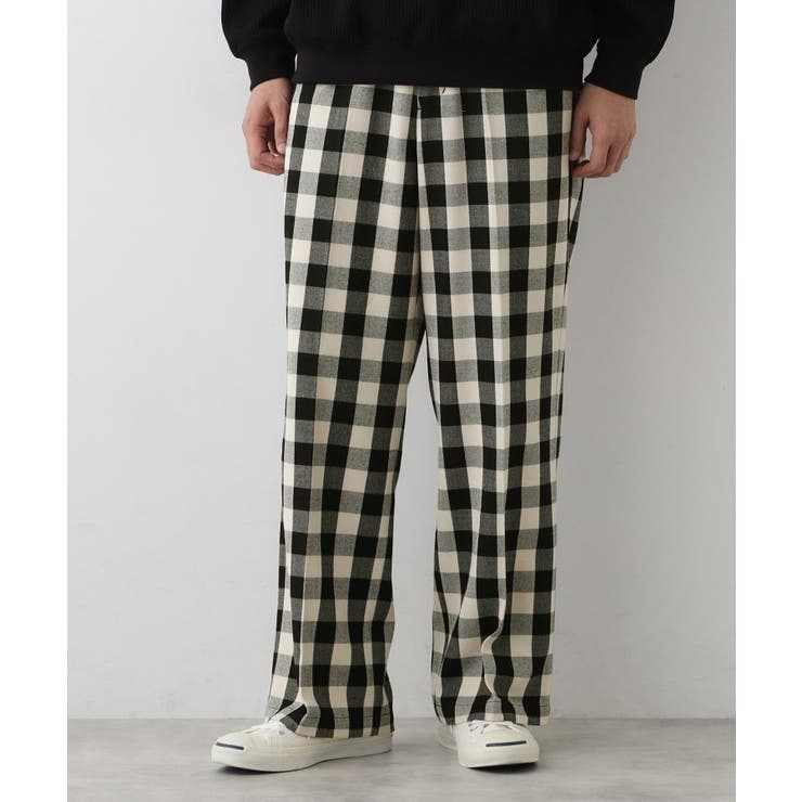 ブラック(319) | 【洗える】チェック柄ドロストパンツ | Dessin