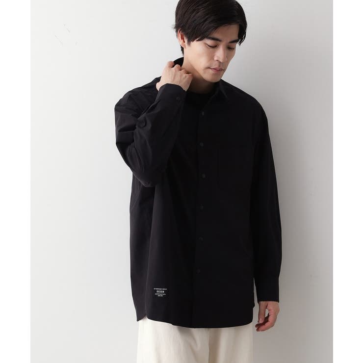 ブラック(019) | 【撥水・洗える】プラドットボタンシャツ | Dessin