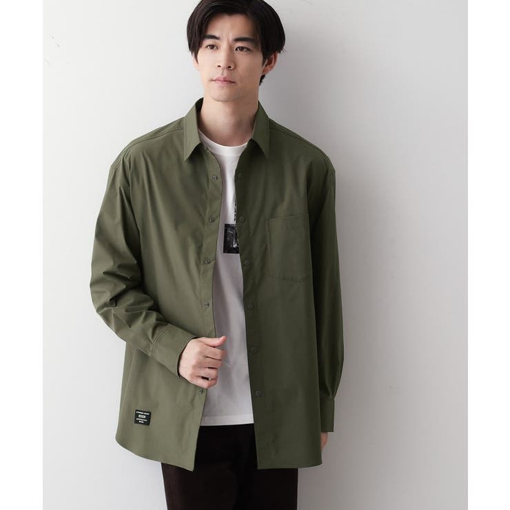 カーキ(027) | 【撥水・洗える】プラドットボタンシャツ | Dessin